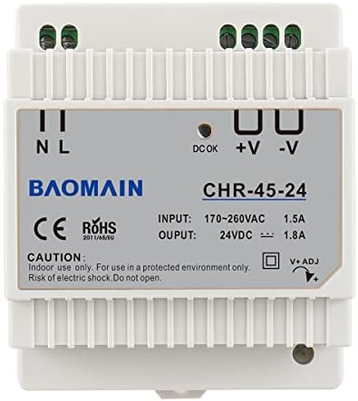 Baomain 45W DIN-Rail Kapcsolóüzemű Tápegység AC-DC Egyetlen Kimenet 24V-os 1.8 Amp CHR-45-24 CE Felsorolt