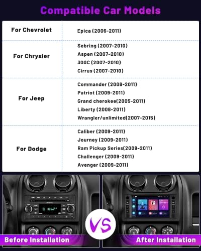 Android 11 Autó Hifi a Jeep Wrangler JK Iránytű Chrysler 300C Dodge Journey Rádió 2G+32G Vezeték nélküli Apple CarPlay Android