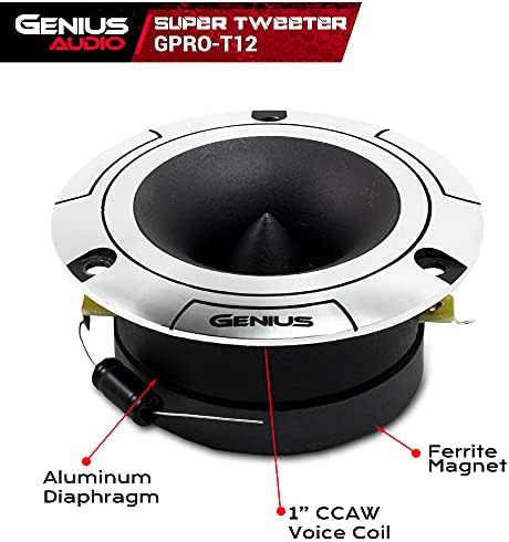Zseni Audio GPRO-T12 1, 30 Watt RMS - 100 Watt Max, Pro Audio Szuper Magassugárzó Hangszóró, Alumínium Membrán Autó Hangszóró,