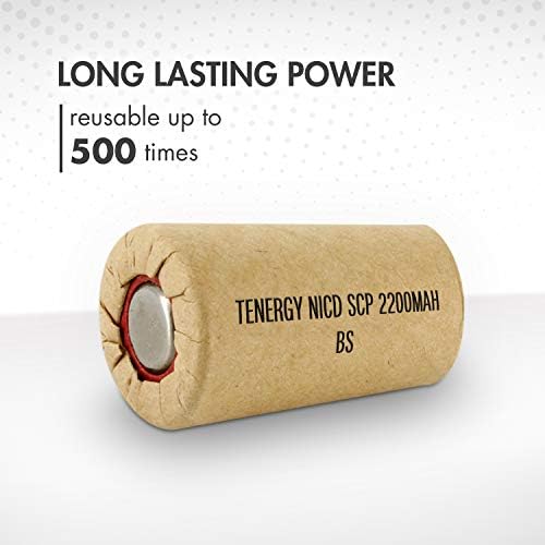 Tenergy NiCd SubC 2200mAh Papír Csomagolva Újratölthető Akkumulátor Lapos Tetején a Lapok, 15 Csomag