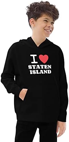 Imádom a Staten Island Kapucnis Ifjúsági Gyerek Unisex - Utazási, hogy Staten Island, New York, YORK, Ifjúsági Polár Kapucnis Piros Szív