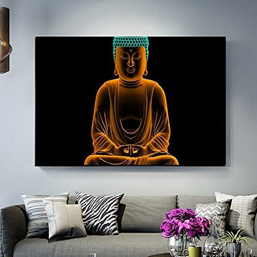 Modern Meditációs Buddha-Szobor Vászon Festmény Wall Art Képek Buddhista Dekorációs Plakát lakberendezési Speciális olaj festmény (Nem