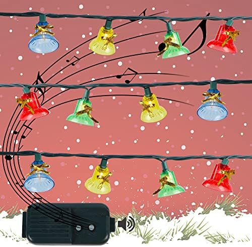 Biswing Karácsonyi Zenei Bell String Fények, 7 Funkciók 30-Gróf Karácsonyi Díszítő Világítás Zöld Huzal, 25 Klasszikus Ünnepi