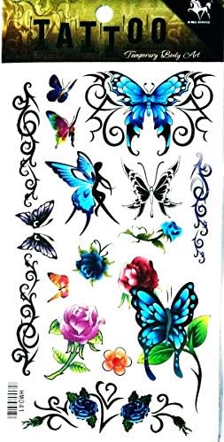 NipitShop 1 Lap Nők Ideiglenes Tetoválás Pillangó & Virág Body Art Tetoválás Matrica Hamis Tetoválás