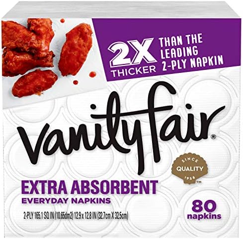 Vanity Fair-Plusz Nedvszívó Papír Szalvéták, 80 2-Rétegű Eldobható Szalvétát Rendetlen Étkezés