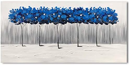 Yihui Művészeti Tájkép Festmény, Absztrakt Fa, Vászon Művészeti Handpainted Indigó Kék Erdő Kép illusztráció Nappali, Hálószoba, Fali Dekor