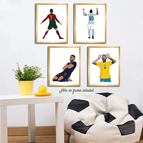 Focista Cristiano Ronaldo, Lionel Messi Plakátok Wall Art,Neymar Kylian Mbappe Foci Vászon Plakátok,világbajnokság Plakátok