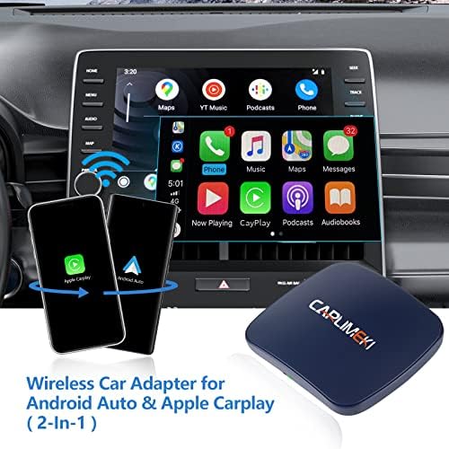 CARLIMEKI Vezeték nélküli Android Auto Adapter & Vezeték nélküli Apple Carplay Adapter - 2 az 1-ben, Átalakítani Vezetékes Vezeték