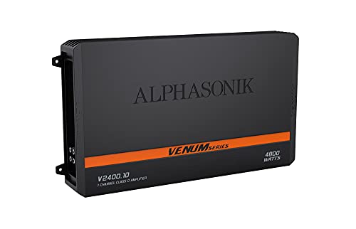 Alphasonik V2400.1D Venum Sorozat 4800 Watt Max Monoblokk Autó Erősítő a Erőmű Chip 4-utas Védelmi Áramkör 1-Csatornás Mélysugárzó D-Osztályú