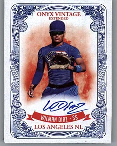 2021 Onyx Vintage Kiterjesztett Kék Aláírás Wilman Diaz Auto Los Angeles Dodgers RC Újonc AUTOMATIKUS Aláírást Baseball Trading Card
