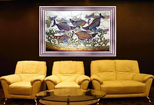Batik Art Festmény, 'Arowana Hal', az Agung (90 cm x 150 cm)