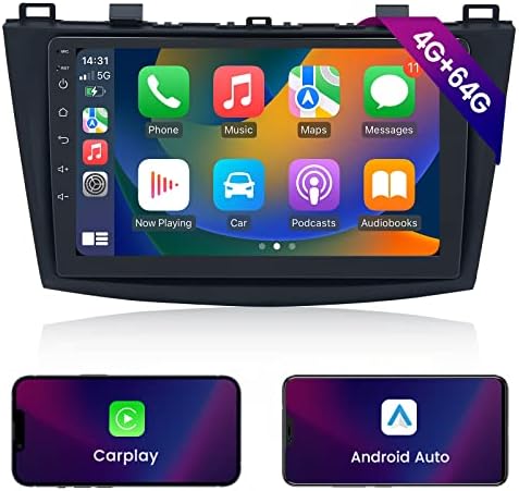 Roadanvi 9 Android Autó Sztereó Mazda 3 2012 2013 Vezeték nélküli Carplay Android Auto autórádió Bluetooth 5.0 Beépített DSP Autós GPS Navigáció