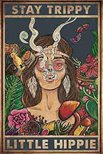 A lány Marad Fura Kis Hippi Fém Adóazonosító Jel Plakát Kert Hálószoba, Nappali, lakberendezés Adóazonosító Jel Vintage Retro