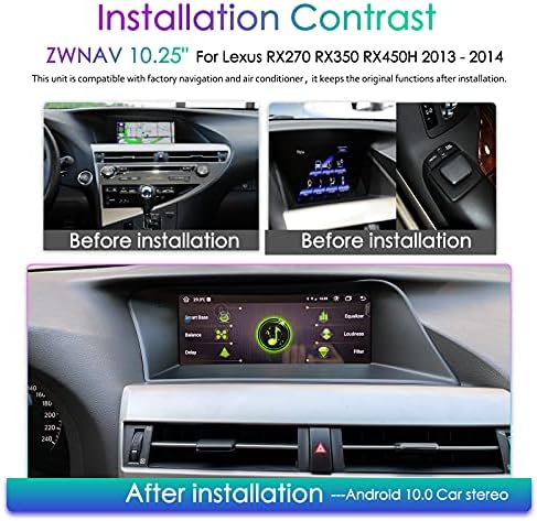 ZWNAV Android 10 autórádió Lexus RX350 2009-2014, Bluetooth 5.0 Sztereó GPS Navigációs fejegység Multimédia Zene, Videó Lejátszó (13-14