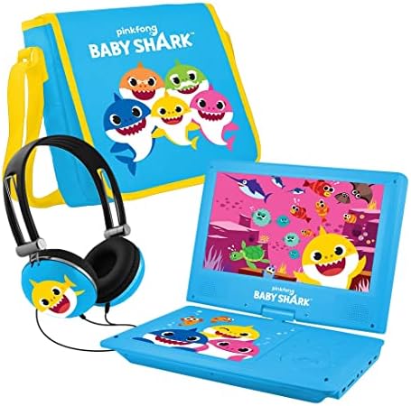 DP AUDIO Pinkfong Bébi Cápa 9 Hordozható DVD Lejátszó Gyerekeknek a Megfelelő Fejhallgató, hordtáska, Kompatibilis a Cd-t, Dvd-t, USB, SD Kártya,