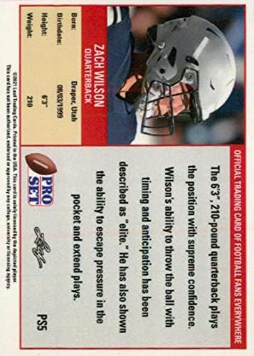 2021 Levél Pro Set PS5 Zach Wilson RC Újonc Labdarúgó-Trading Card