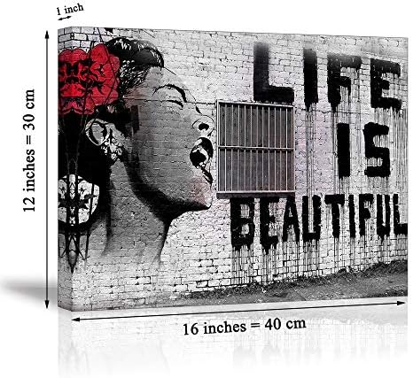 Vászon Wall Art a Hálószoba, PIY az Élet Szép, a Lány Piros Léggömb & Graffiti Fiúk az Utcán, Képek, Modern Pop Nyomatok Grafika Dekoráció