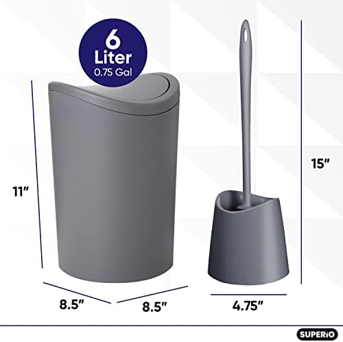 Kis Műanyag Fürdőszoba Szett 3 qt-Szürke Kompakt Műanyag Kuka, valamint Wc-csésze Tisztító Kefe Tartó – Megfelelő Wc Szett