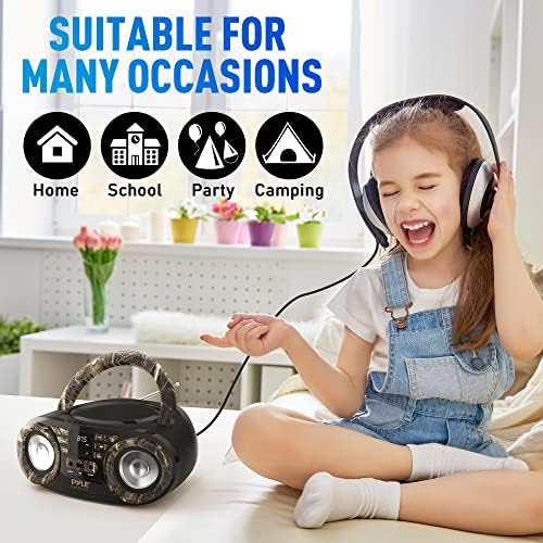 Hordozható CD-Lejátszó Bluetooth Boombox Hangszóró - AM/FM Sztereó Rádió & Audio Hang, Támogatja a CD-R-RW/MP3/WMA, USB, AUX bemenet,