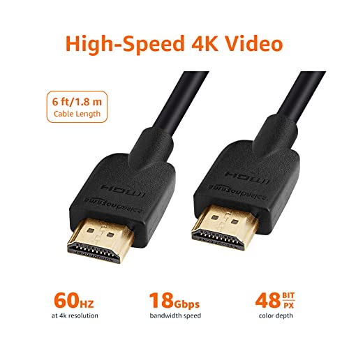 Alapokat Nagy Sebességű HDMI-Kábel (18 Gbps, 4K/60Hz) - 6 Láb, Fekete