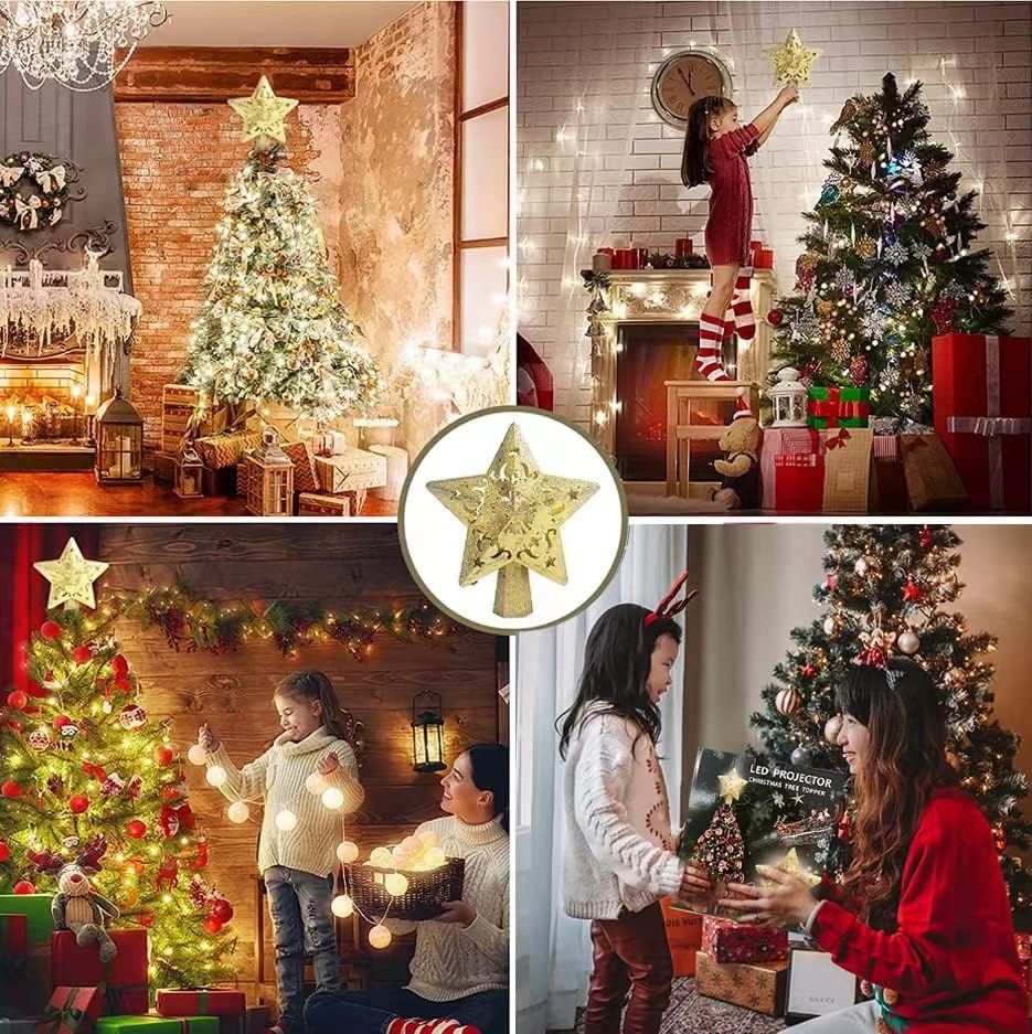StarFlake karácsonyfa Topper, Beépített Forgó Magic Ball, Arany Karácsonyi Dekoráció, LED Treetop Projektor Korona karácsonyfa Dísz