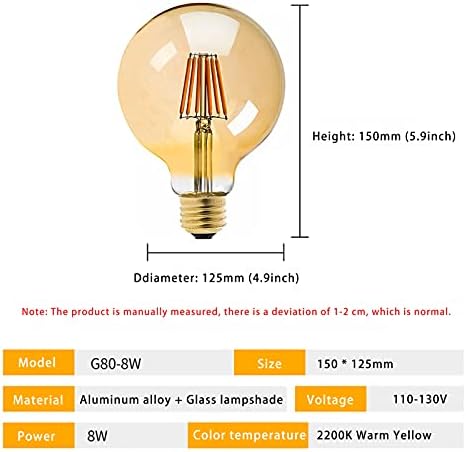 8 Csomag E26 Retro Edison Végtelen Izzók, LED Szabályozható 8W Antik Stílusú Edison Izzók, 360° - Os sugárzási Szög Alkalmas