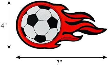 Lángoló Futball-Labda Nagy Patch - Hímzett Varrni-On/Vas - A Jelkép Klasszikus Foci Patch - 4 x 7 (2 x Lángoló Futball-Labda)