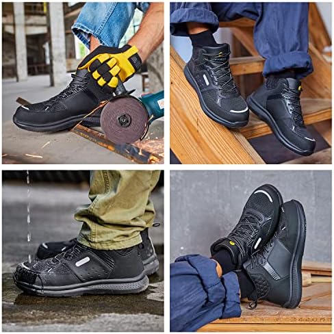 FitVille Széles cipő, Férfi, Összetett Toe munkavédelmi Cipő csúszásgátló Munka Csizma Vízálló, Könnyű - SteelCore
