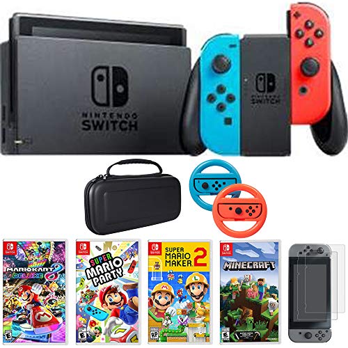 Nintendo Kapcsoló 32 GB-os Konzol Neon Kék, Piros Öröm-Con HACSKABAA Csomag Mario Kart 8 Deluxe, Mario Party, Mario Maker