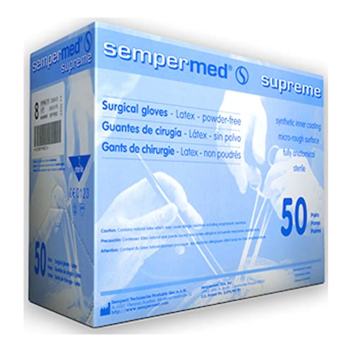 Sempermed SPFP750300 SPFP750 Legfelsőbb Latex Kesztyű, Por-Ingyenes, Sebészeti, Méret 7.5 (Csomag 300)