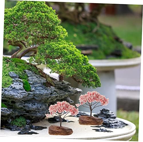 Toyvian 6 Db Szimulált Mini Fa Ház Dekoráció az Otthoni Háztartási Gyanta Rózsaszín