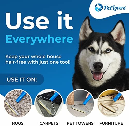 PetLovers EzLint Pet szaggatóval - Újrafelhasználható Kutya, Macska Szőr-Eltávolító Eszköz, Hordozható Szőnyeg Kaparó & Gereblye Kanapék,