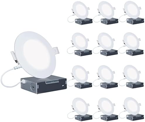 INFIBRITE 4 es 6000K 9W 750LM Ultra-Vékony Süllyesztett LED Mennyezeti Lámpa csatlakozó Doboz, Flush, Szabályozható, Hálószoba, Fürdőszoba,