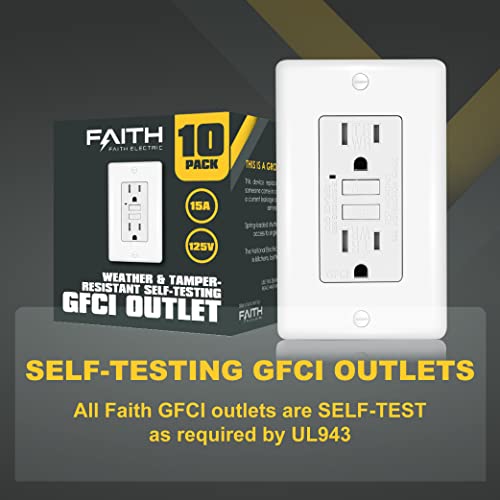 Faith [10-Pack] 15A Szabadtéri GFCI Üzletek, Időjárás, valamint a jogosulatlan Felnyitás ellen védett GFI Duplex Tartályok,