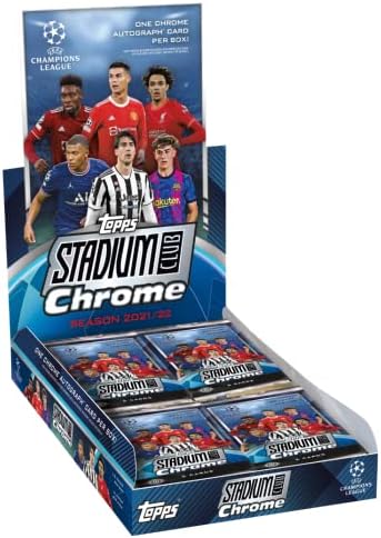 2021/22 Topps Stadion Club Chrome UEFA Champions League Soccer HOBBI box (18 pks/bx)