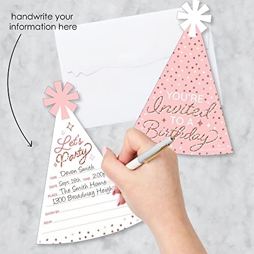 Nagy Dot a Boldogság Rózsaszín Rózsa Arany Szülinapi Alakú Töltse ki A Meghívókat - Boldog Születésnapot-Meghívó Kártyák Borítékot