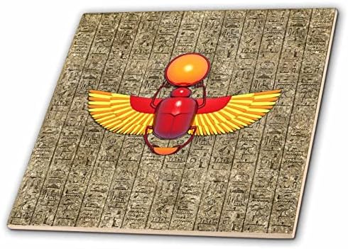 3dRose Egyiptomi szkarabeusz bogár ősi hieroglifákat art. - Csempe (ct_353450_1)