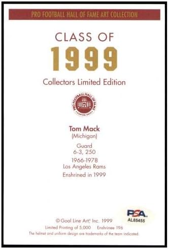 Tom Mack Aláírt gólvonalon, Art-Kártya mlcsz-nek Dedikált Ram-PSA/DNS AL85455 - Dedikált NFL Labdarúgó-Kártyák