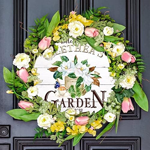 Személyre szabott Üdvözöljük a Garden Kerek Fém Adóazonosító Jele, Parasztház Stílusú, Egyedi Kerti Akvarell Virág Vízforraló