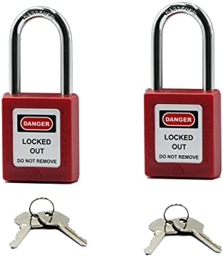 2 Biztonsági Lakat Lockout Tagout Zárak Piros Loto Zárak 4 Kulcsok Kulcsa Különböző,Személyes Zár készlet...