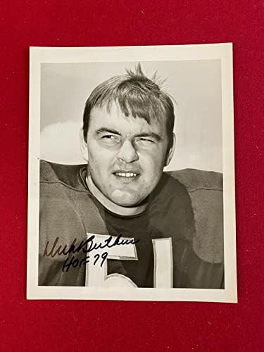 1970-ben, Dick Butkus, Dedikált (SZÖVETSÉG) Eredeti Nyomja meg a gombot Fénykép (Szűkös/Vintage) - Dedikált NFL-Fotók