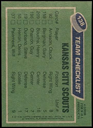 1976 Topps 138 Cserkész Csapat Kansas City Cserkészek (Hoki-Kártya) NM Cserkészek