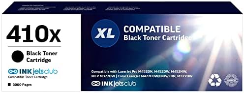 INKjetsclub Kompatibilis Toner Patron Csere HP 410X Fekete Laserjet Tonerkazetta. Működik a HP Laserjet Pro M477fdn, M477fnw Pro, M452dn Nyomtatók.