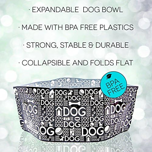 MODGY Dog Tál 2-Pack Doggy Dog Design, Bővíthető, Kényelmes, Nagy Utazás, Kempingezés, Túrázás, Piknikek & More