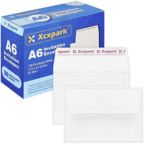 Xxcxpark 100 Db Nyomtatható A6 Pályázati Borítékot 4.75 x 6.5 cm Kártyák, Egyéni Pecsét 120GSM Fehér Papír Borítékok a Meghívókat,