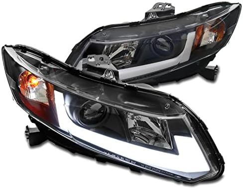 ZMAUTOPARTS LED Cső Vetítő Fényszórók Fekete Kompatibilis 2012-2014 Honda Civic Sedan / 2012-2013 Civic Coupe