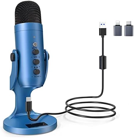 RIPIAN Mikrofon Professzionális Kondenzátor Mikrofon USB Gamer Kék Mikrofon PC, Laptop, Telefon, Számítógép PS4 PS5 Felvétel Streaming Játék