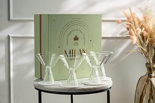 GLASSIQUE CADEAU Milan Martini Koktél Szemüveg | Modern Üvegáru Gyűjtemény | Készlet 4 | 7 oz Könnyű Boroszilikát üvegek