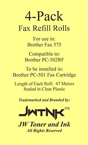 4 csomag PC-502RF Fax Film Szalag Utántöltő Tekercs Kompatibilis a Brother Fax 575