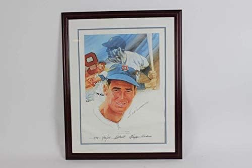 Ted Williams Aláírt Litográfia Red Sox – COA SZÖVETSÉG - Dedikált MLB Művészet